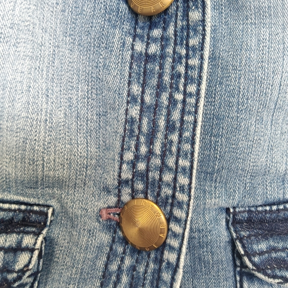 CLEARANCE SALE!! Christine Alexander Light Blue Fitted Jean Jacket - Picture 6 of 16